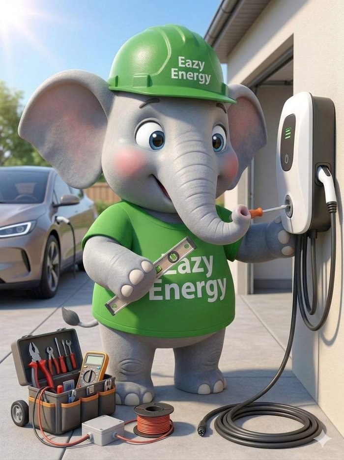 Ollie instalando un cargador de VE en la pared